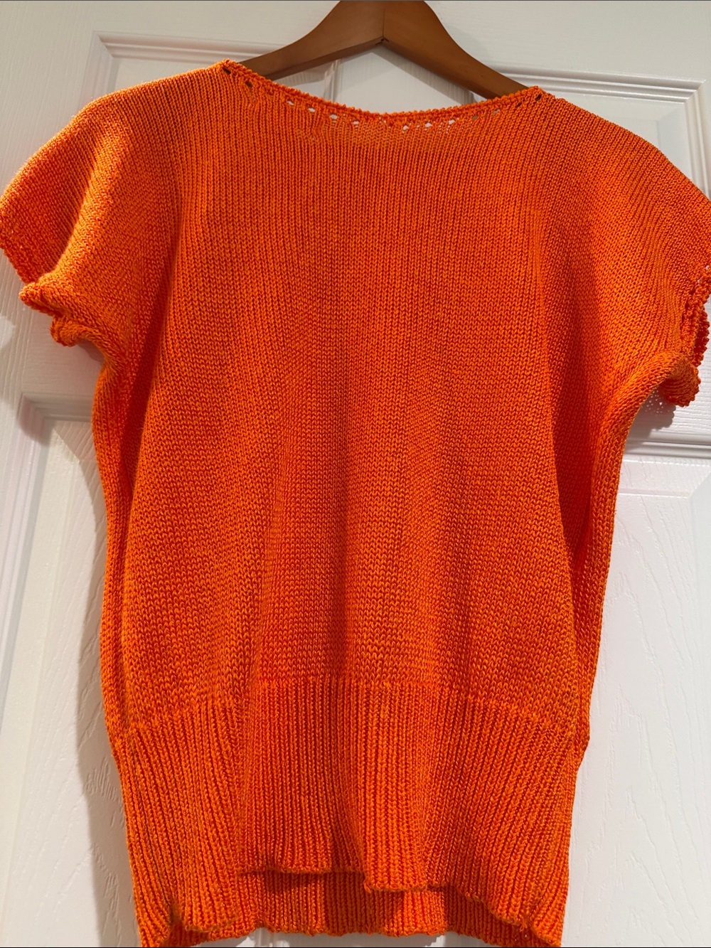 Vintage- Dior Bright Orange Short-Sleeve Knit Top - Picture 10 of 14